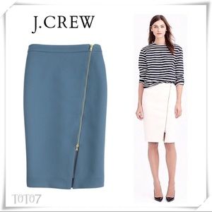 J Crew Blue Pencil Skirt w/ Zipper Front NWT